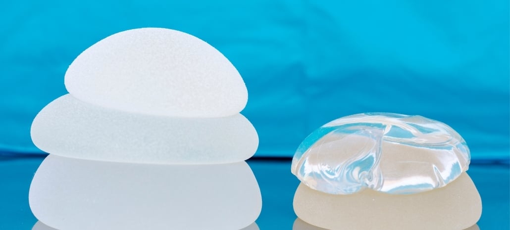 Side-by-side comparison of silicone and saline breast implants